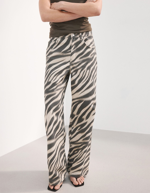 M.N.G - Zebra-Print Straight-Fit Jeans