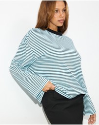 Dazie - Nostalgia Stripe Oversized LS Tee