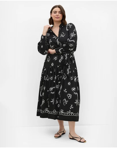 City Chic - Plus size Kinsley Print Maxi Dress - black
