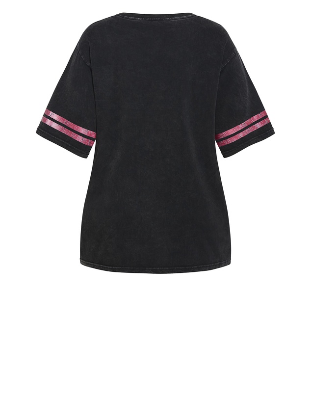 City Chic - Plus size Oversized Tickets Tee - black acid wash