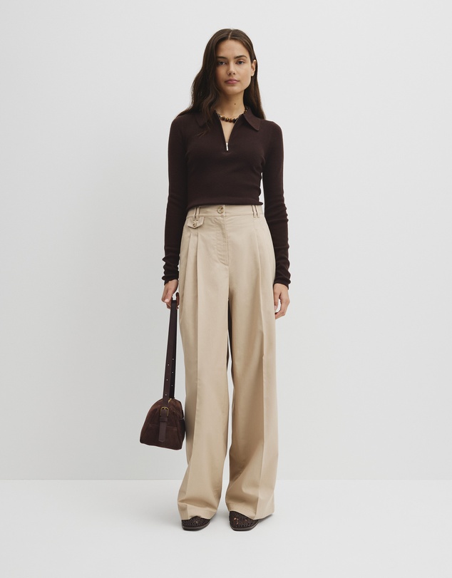 Country Road - Merino Wool Silk Blend Collared Knit