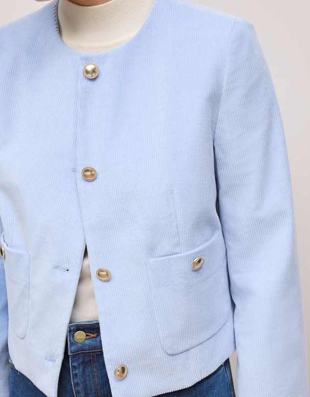 Trenery - Italian Cord Button Front Jacket in Mist Blue