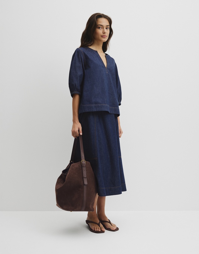 Country Road - Short Sleeve Denim Blouse