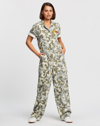Camouflage Denim Utility Jumpsuit