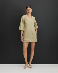 AERE - Sierra Linen Puff Sleeve Mini Dress