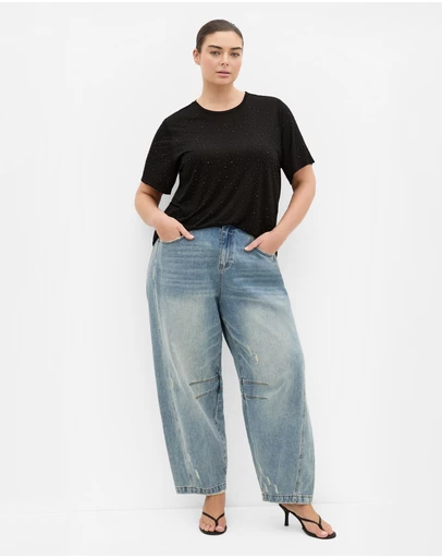 City Chic - Plus size Blinged Up Stretch Top - black