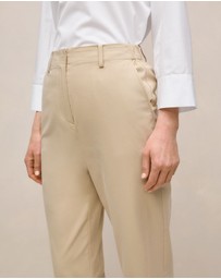 Trenery - Cotton Blend Straight Leg Pant in Sand