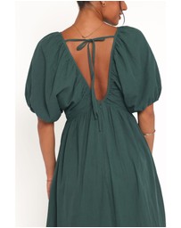 Petal & Pup - Sullivan Puff Sleeve Maxi Dress - Forest Green