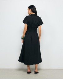 AERE - Carmine Shirred Waist Shirt Dress