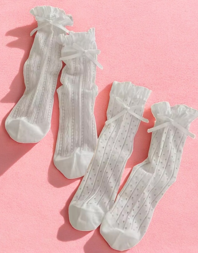High Heel Jungle - The Coquette Sheer Ribbon Socks - 2 Pairs