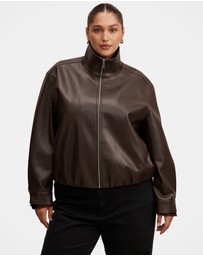 Forever New Curve - Julia Curve Faux Leather Funnel Neck Jacket