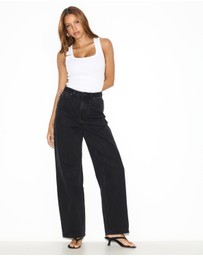 Dazie - Naples Pleat High Waisted Relaxed Jeans