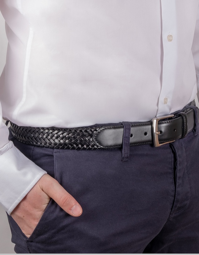 DENTS - Woven Stretch Plaited Leather Belt