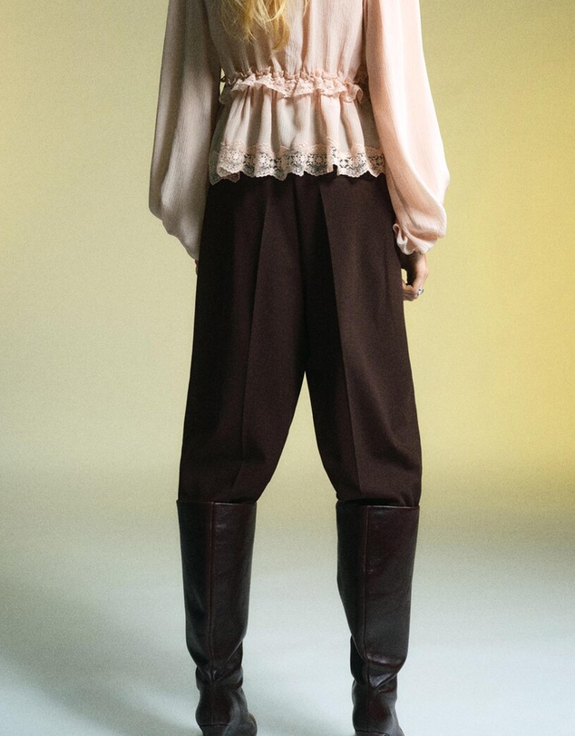 M.N.G - Wide-Leg Mid-Rise Pleated Trousers