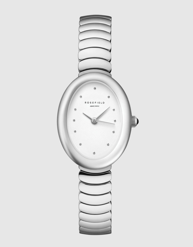 Rosefield - Ovale White Matte Silver-Tone Bracelet Watch