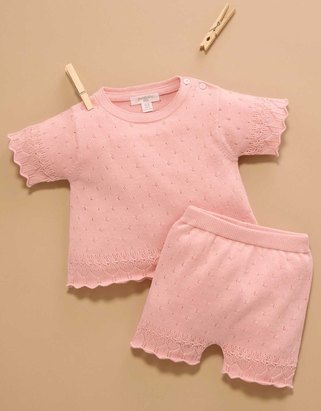 Purebaby - Scalloped Knit Set -Kids-Babies