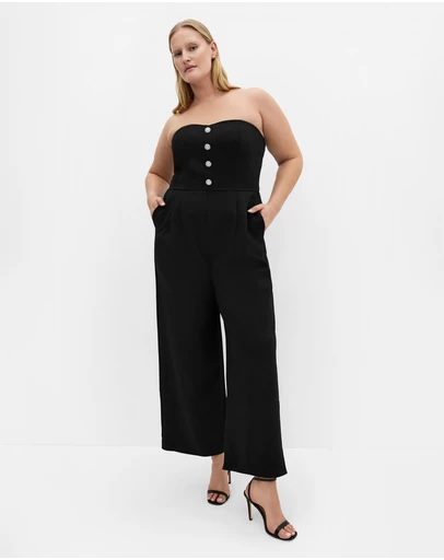 City Chic - Plus size Alexi Strapless Jumpsuit - black