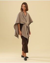 Morgan & Taylor - Jane Bias-Edged Poncho in Beige