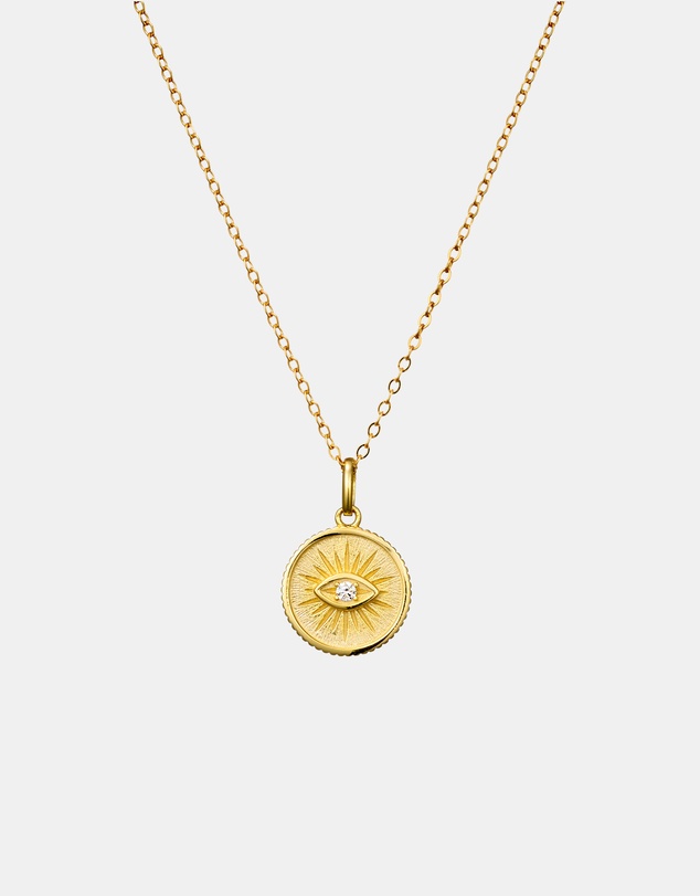 Zoe Olivia - 14K Gold Vermeil Medallion Evil Eye Necklace