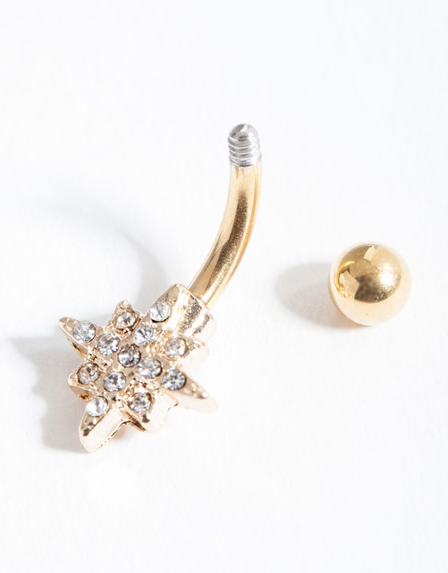 Lovisa - Gold Starburst Surgical Steel Belly Bar