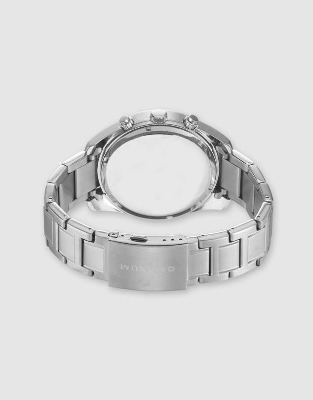 Maxum - Lansdowne Multifunction Chrono Silver Tone Case & Bracelet With Black Dial