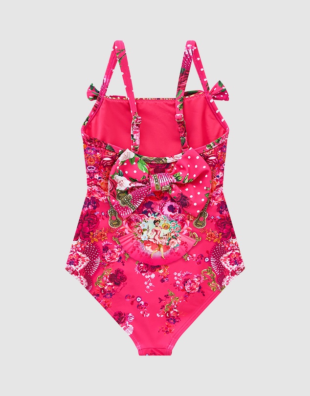 Camilla - Straight Neck One Piece With Bows - Kids-Teens