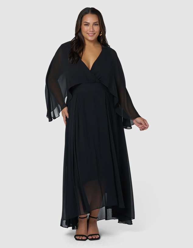 Pink Dusk by Curve Project - Electric Chemistry Cape Maxi Dress