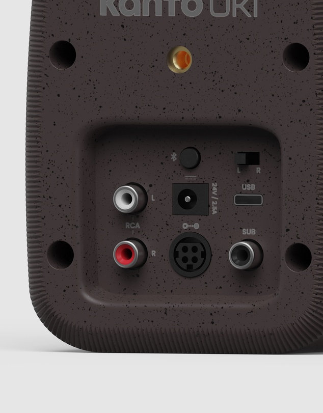 iWorld - Kanto UKI 100W Desktop Speakers with Bluetooth, USB-C, Headphone out, Pumice (Speckled Brown), Pair