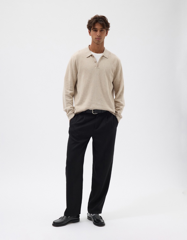 AERE - Premium Linen Blend Relaxed Knit Polo