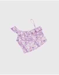 Aqua Blu Kids - Cherry Blossom One Shoulder Bikini Set - Teens
