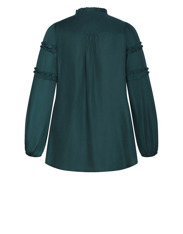 City Chic - Plus size Drama Queen Long Sleeve Shirt- emerald