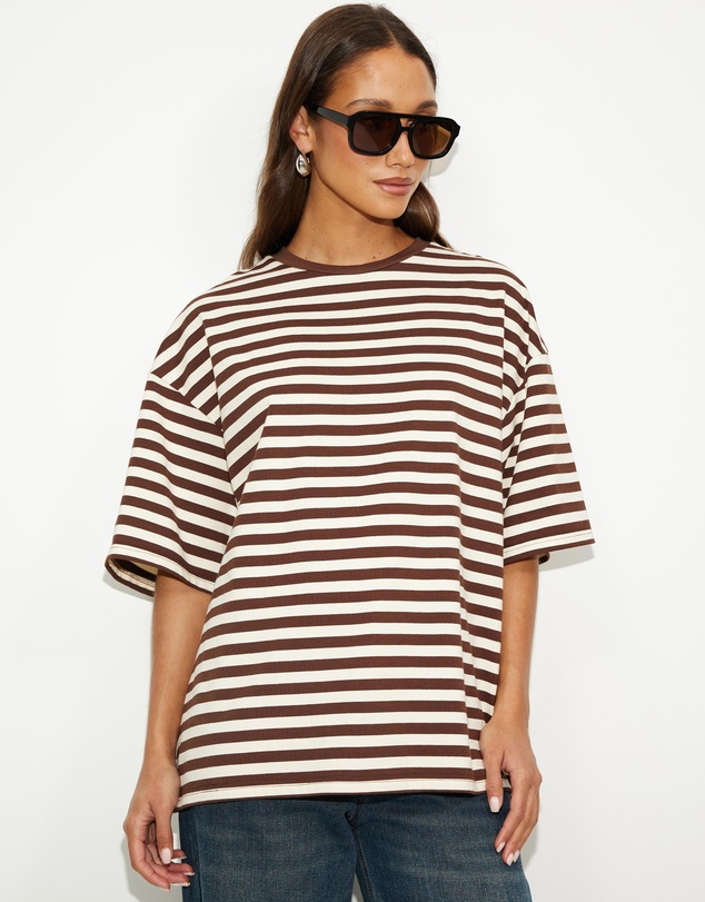 Dazie - Nostalgia Stripe Oversized Boyfriend Tee