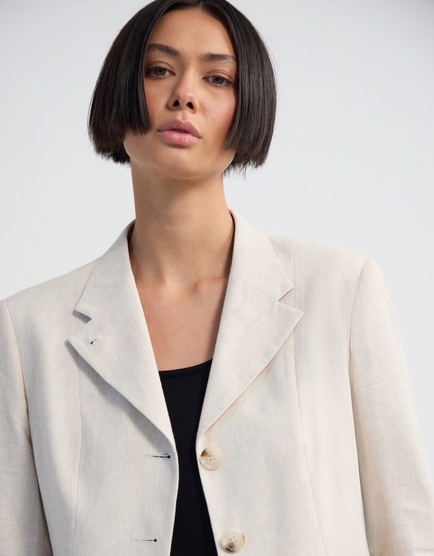 Oxford - Rae Linen Blend Crop/Cinched Blazer