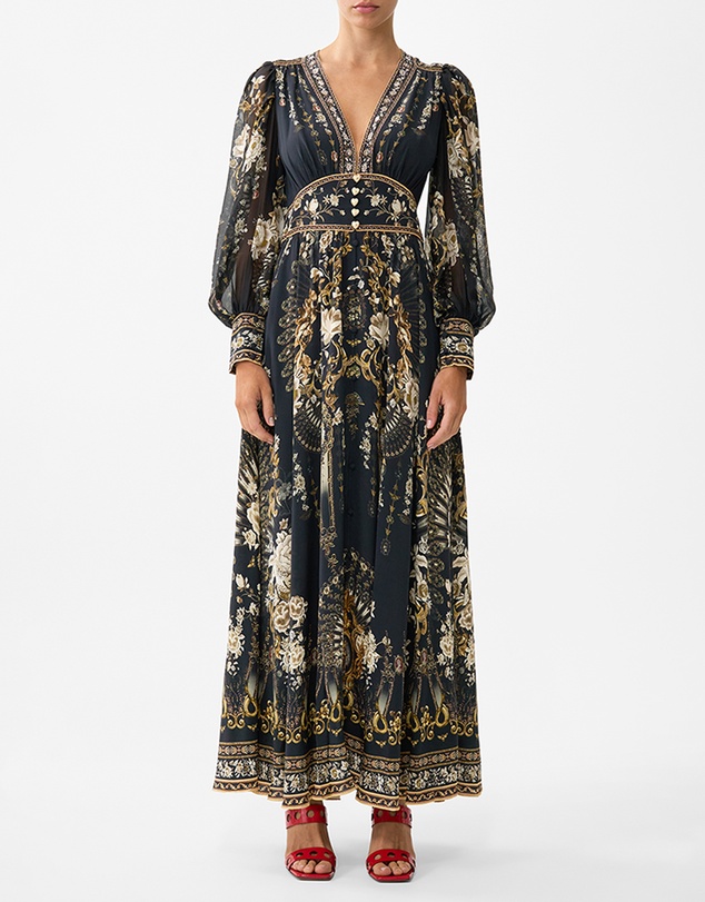 Camilla - Shaped Waistband Dress With Gathered Sleeves