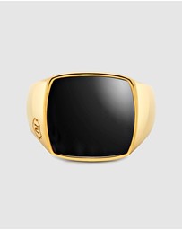 Nialaya Jewellery - Men's Cocktail Ring with Onyx