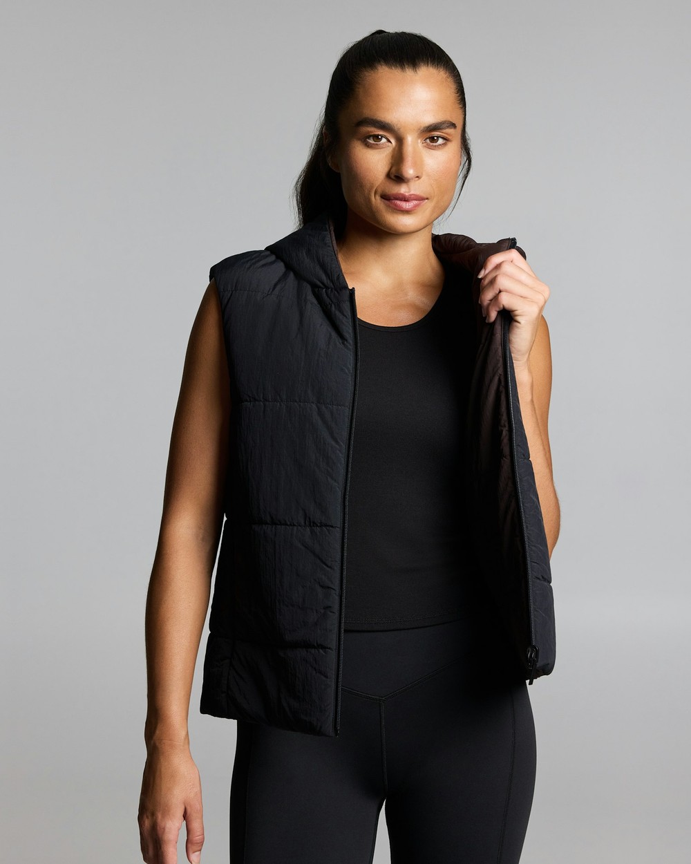 Rockwear - Reversible Puffer Vest - Jackets (BLACK/COCOA) Reversible Puffer Vest