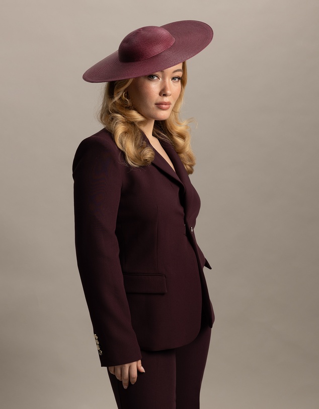 Morgan & Taylor - Mona Racewear Plate Hat in Burgundy Red