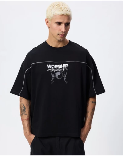 Worship - Toll Free Box Crop Panel Tee