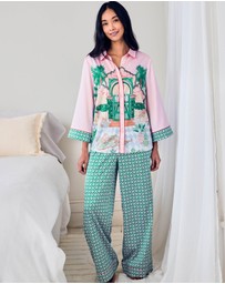 Chelsea Peers - Satin The Clubhouse Print Long Pyjama Set
