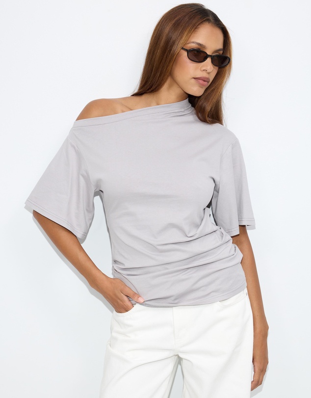 Dazie - Hazel Ruched Jersey Short Sleeve Top