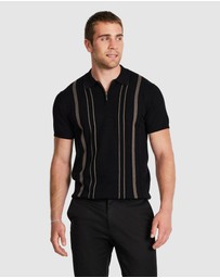 Tarocash - Luiz Stripe Zip Knit Polo