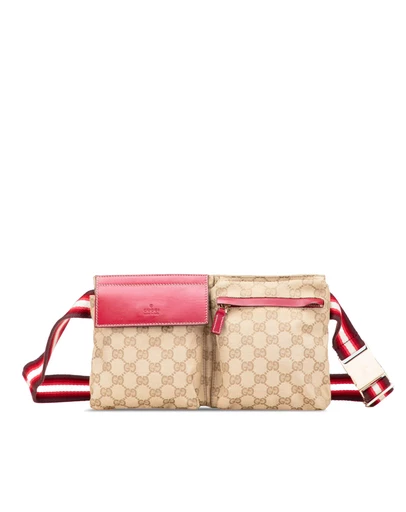 Pre-Loved by Azura Reborn - Pre-Loved GG Canvas Web Double Pocket Belt Bag
