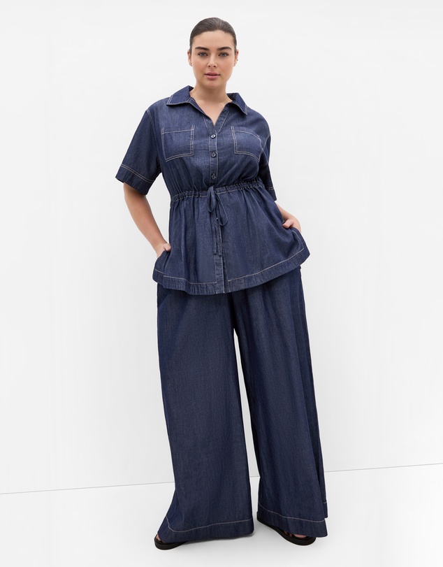 City Chic - Plus size Mikayla Denim Shirt - dark wash