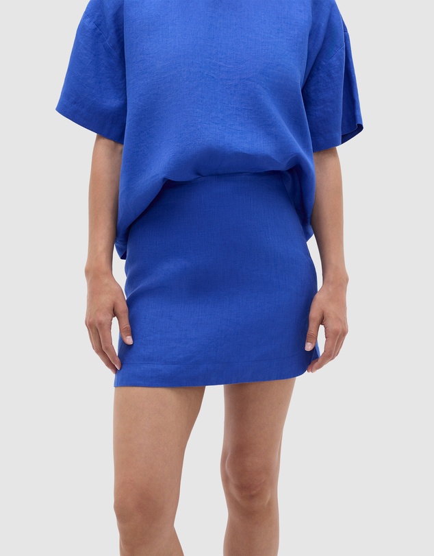 Seed Heritage - Core Linen Curve Hem Mini Skirt