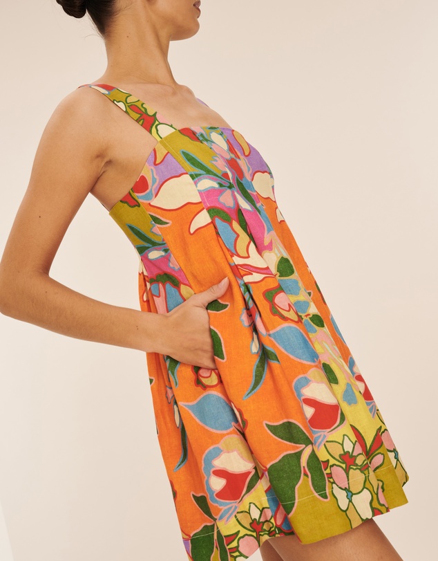 AERE - Linen Pleat Detail Mini Dress