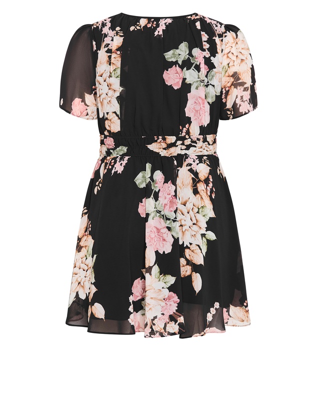 City Chic - Plus size Cara Floral Print Mini Dress - black