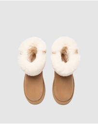 EVERAU - Australian Shepherd Ugg Mini Eleny Platform Cow Suede Upper UGG Boots