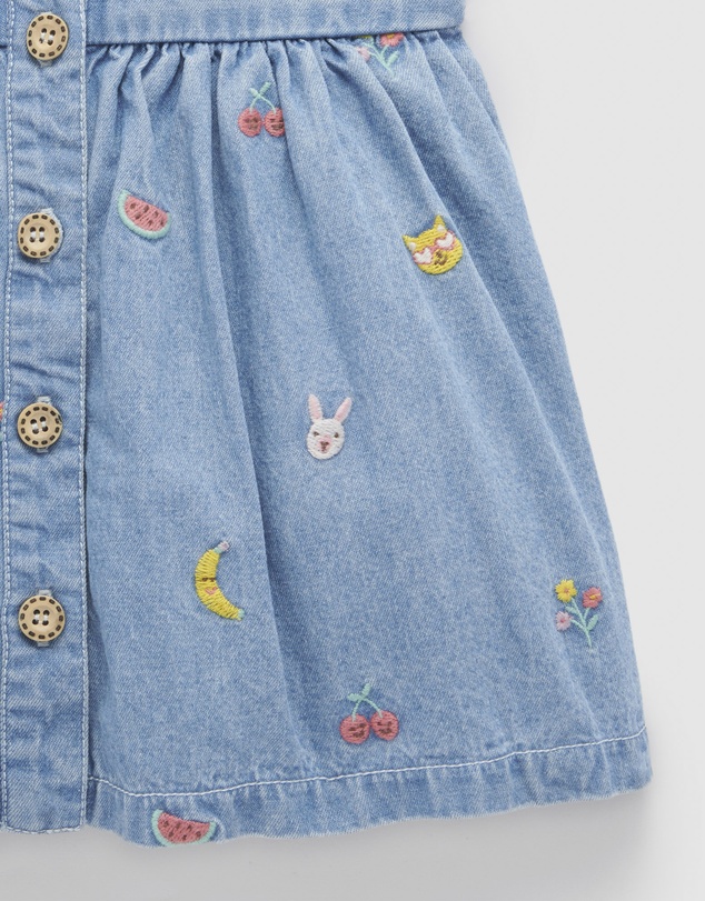 Purebaby - Chambray Broderie Dress -Kids-Babies