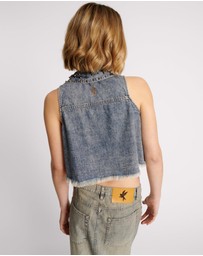 ONE TEASPOON - Dirty Blue Studded Braxton Top