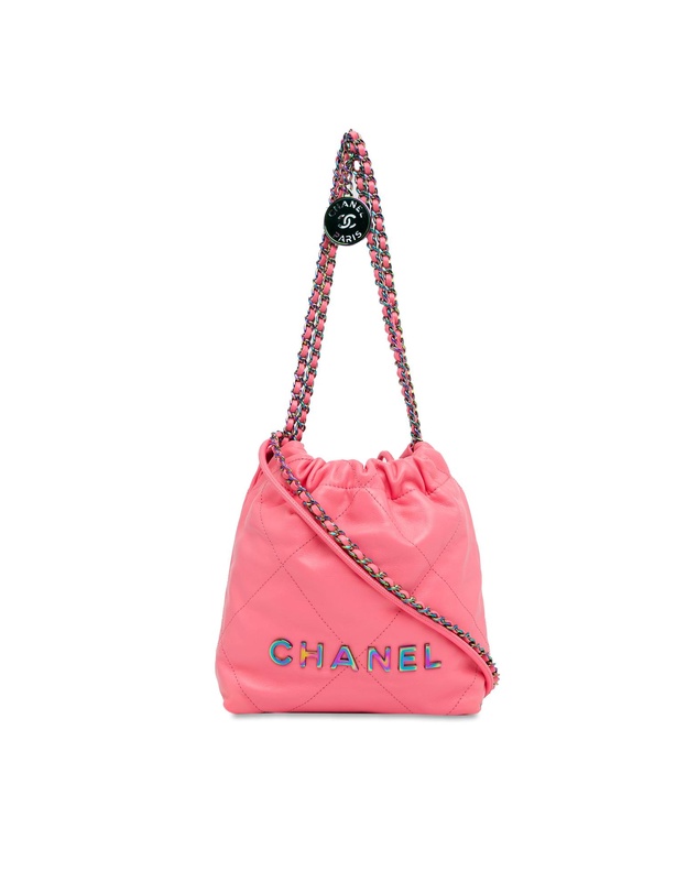 Chanel - Pre-Loved Mini Shiny Calfskin Rainbow Hardware 22 Bag